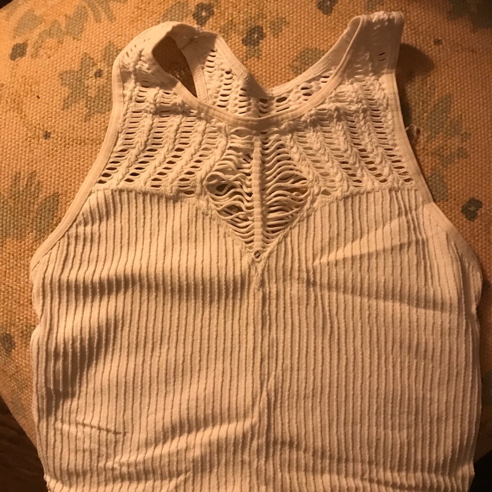 High Neck Ribbed Crop Top - Picture 2 of 3